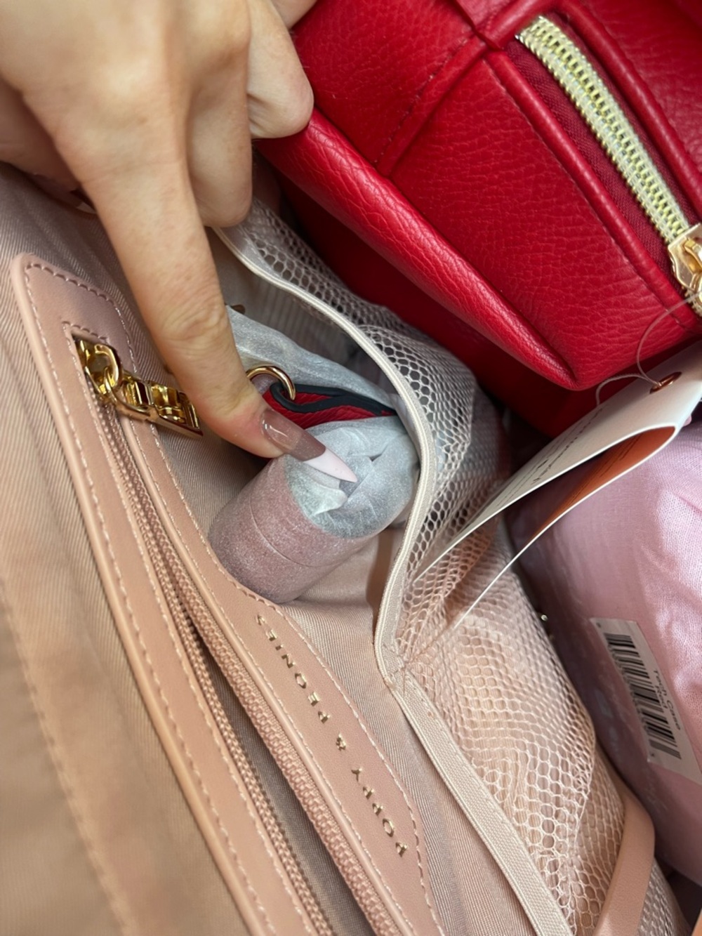 Poppy & Peonies Red Pebbled Leather Tote - Picture 9 of 10